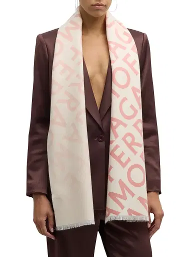 Ferragamo Women's Wool-Cashmere Logo Scarf - Nylund Pink | Thumbnail 2 Ferragamo Women's Wool-Cashmere Logo Scarf - Nylund Pink | Thumbnail 2