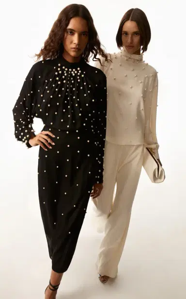 Oscar de la Renta Pearl-Embellished Silk-Georgette Blouse | Thumbnail 2 Oscar de la Renta Pearl-Embellished Silk-Georgette Blouse | Thumbnail 2