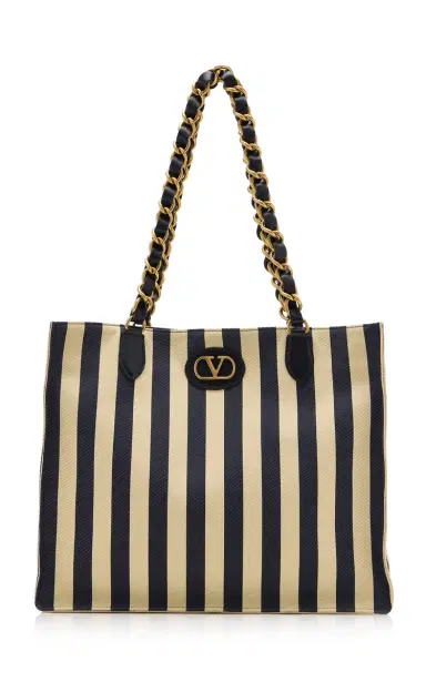 Valentino Garavani Tess Striped Denim Tote Bag | Thumbnail 1 Valentino Garavani Tess Striped Denim Tote Bag | Thumbnail 1