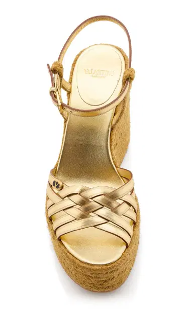Valentino Garavani VLogo Metallic Espadrille Wedges | Thumbnail 3 Valentino Garavani VLogo Metallic Espadrille Wedges | Thumbnail 3