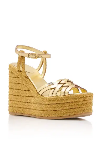Valentino Garavani VLogo Metallic Espadrille Wedges | Thumbnail 5 Valentino Garavani VLogo Metallic Espadrille Wedges | Thumbnail 5