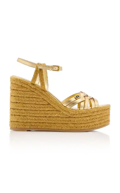 Valentino Garavani VLogo Metallic Espadrille Wedges | Thumbnail 6 Valentino Garavani VLogo Metallic Espadrille Wedges | Thumbnail 6