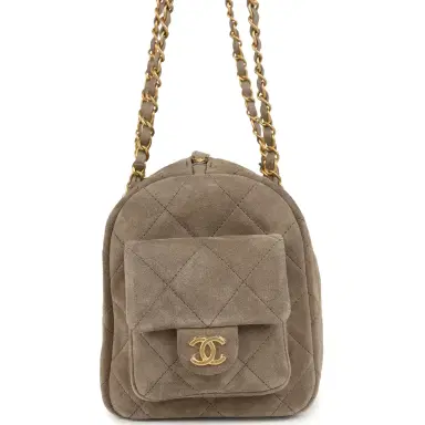 Chanel Chanel Small Bowling Bag Dark Grey Suede Antique Gold Hardware | Thumbnail 3 Chanel Chanel Small Bowling Bag Dark Grey Suede Antique Gold Hardware | Thumbnail 3