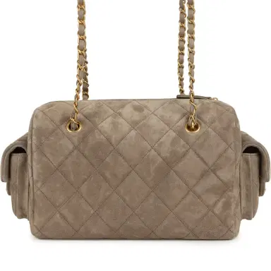 Chanel Chanel Small Bowling Bag Dark Grey Suede Antique Gold Hardware | Thumbnail 4 Chanel Chanel Small Bowling Bag Dark Grey Suede Antique Gold Hardware | Thumbnail 4