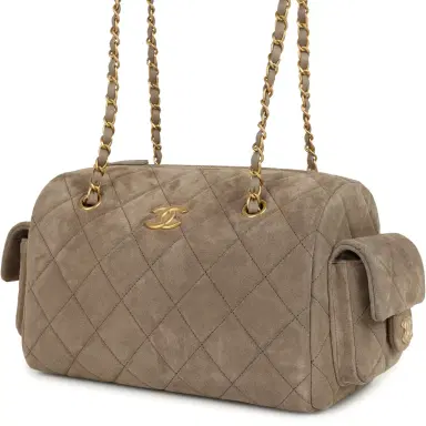 Chanel Chanel Small Bowling Bag Dark Grey Suede Antique Gold Hardware | Thumbnail 5 Chanel Chanel Small Bowling Bag Dark Grey Suede Antique Gold Hardware | Thumbnail 5