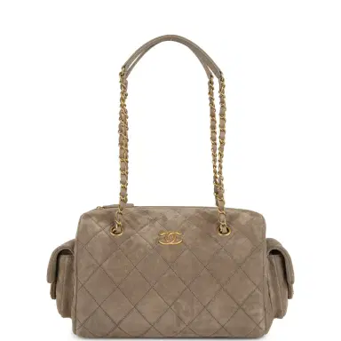 Chanel Chanel Small Bowling Bag Dark Grey Suede Antique Gold Hardware | Thumbnail 7 Chanel Chanel Small Bowling Bag Dark Grey Suede Antique Gold Hardware | Thumbnail 7