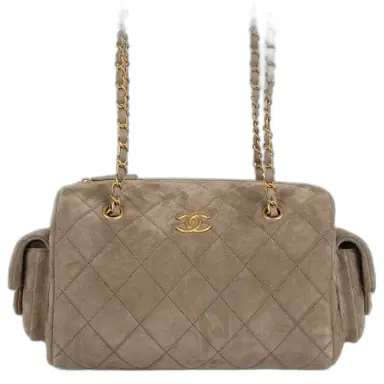 Chanel Chanel Small Bowling Bag Dark Grey Suede Antique Gold Hardware | Thumbnail 1 Chanel Chanel Small Bowling Bag Dark Grey Suede Antique Gold Hardware | Thumbnail 1