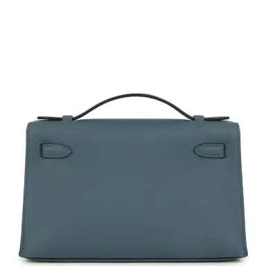 HERMÈS Hermes Kelly Pochette Bleu Tempette Swift Palladium Hardware | Thumbnail 4 HERMÈS Hermes Kelly Pochette Bleu Tempette Swift Palladium Hardware | Thumbnail 4