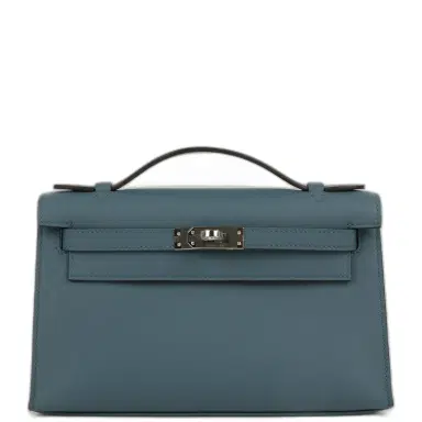 HERMÈS Hermes Kelly Pochette Bleu Tempette Swift Palladium Hardware | Thumbnail 1 HERMÈS Hermes Kelly Pochette Bleu Tempette Swift Palladium Hardware | Thumbnail 1