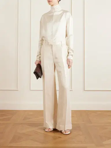 Brunello Cucinelli Metallic Linen Wide-leg Pants | Thumbnail 2 Brunello Cucinelli Metallic Linen Wide-leg Pants | Thumbnail 2