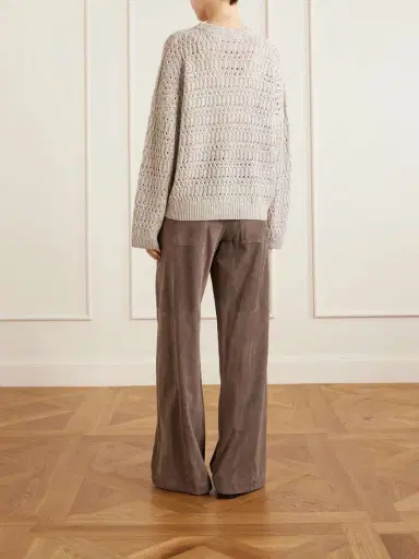 Brunello Cucinelli Sequined Open-knit Linen-blend Sweater | Thumbnail 4 Brunello Cucinelli Sequined Open-knit Linen-blend Sweater | Thumbnail 4