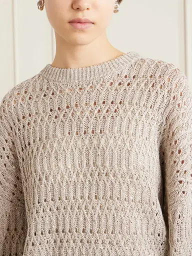 Brunello Cucinelli Sequined Open-knit Linen-blend Sweater | Thumbnail 5 Brunello Cucinelli Sequined Open-knit Linen-blend Sweater | Thumbnail 5