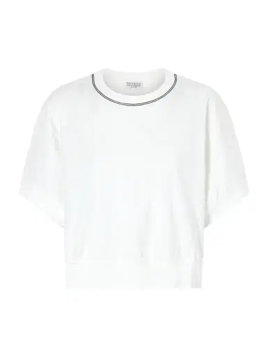 Brunello Cucinelli Bead-embellished Cotton-jersey T-shirt | Thumbnail 1 Brunello Cucinelli Bead-embellished Cotton-jersey T-shirt | Thumbnail 1