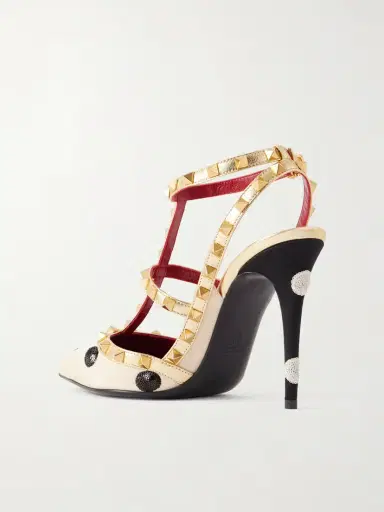 Valentino Garavani Rockstud Embellished Studded Polka-dot Canvas Pumps | Thumbnail 3 Valentino Garavani Rockstud Embellished Studded Polka-dot Canvas Pumps | Thumbnail 3