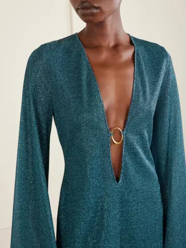Oséree Lumière Embellished Metallic Stretch-knit Kaftan | Thumbnail 4 Oséree Lumière Embellished Metallic Stretch-knit Kaftan | Thumbnail 4