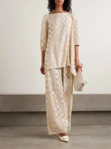 Dima Ayad Plissé-satin Wide-leg Pants | Thumbnail 2 Dima Ayad Plissé-satin Wide-leg Pants | Thumbnail 2