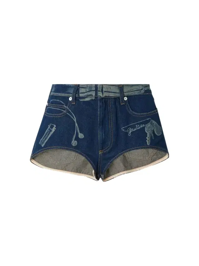 Trompe-l'œil Printed Denim Shorts Trompe-l'œil Printed Denim Shorts