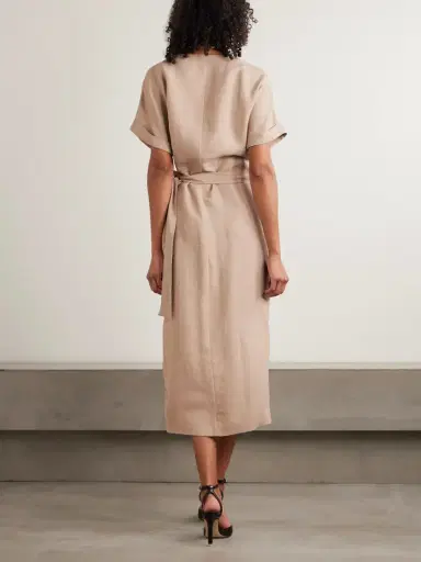 Brunello Cucinelli Bead-embellished Woven Midi Wrap Dress | Thumbnail 3 Brunello Cucinelli Bead-embellished Woven Midi Wrap Dress | Thumbnail 3