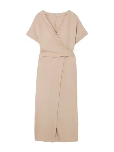 Brunello Cucinelli Bead-embellished Woven Midi Wrap Dress | Thumbnail 1 Brunello Cucinelli Bead-embellished Woven Midi Wrap Dress | Thumbnail 1