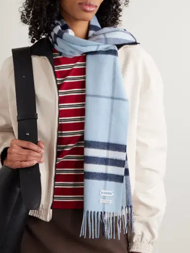 Burberry Fringed Checked Cashmere Scarf | Thumbnail 2 Burberry Fringed Checked Cashmere Scarf | Thumbnail 2