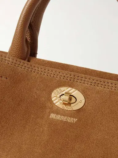 Burberry Leather-trimmed Suede Tote | Thumbnail 4 Burberry Leather-trimmed Suede Tote | Thumbnail 4