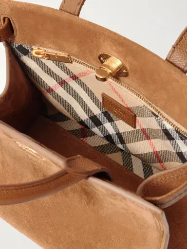 Burberry Leather-trimmed Suede Tote | Thumbnail 5 Burberry Leather-trimmed Suede Tote | Thumbnail 5