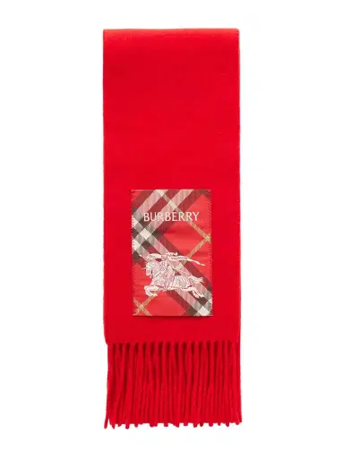 Burberry Appliquéd Fringed Cashmere Scarf | Thumbnail 1 Burberry Appliquéd Fringed Cashmere Scarf | Thumbnail 1