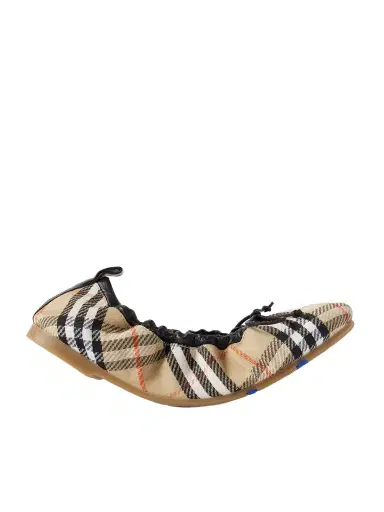 Burberry Leather-trimmed Checked Canvas Ballet Flats | Thumbnail 1 Burberry Leather-trimmed Checked Canvas Ballet Flats | Thumbnail 1
