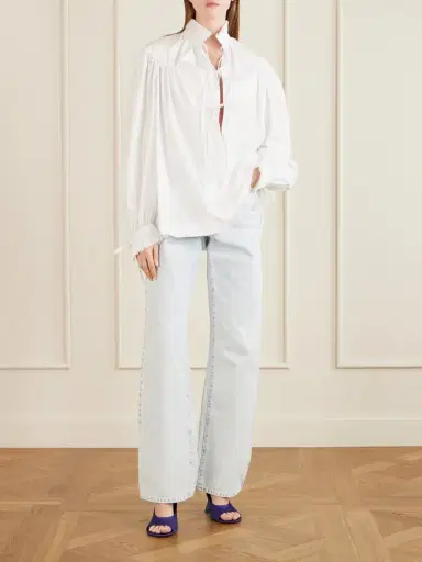 Dries Van Noten Tie-detailed Ruffled Gathered Cotton-poplin Blouse | Thumbnail 2 Dries Van Noten Tie-detailed Ruffled Gathered Cotton-poplin Blouse | Thumbnail 2