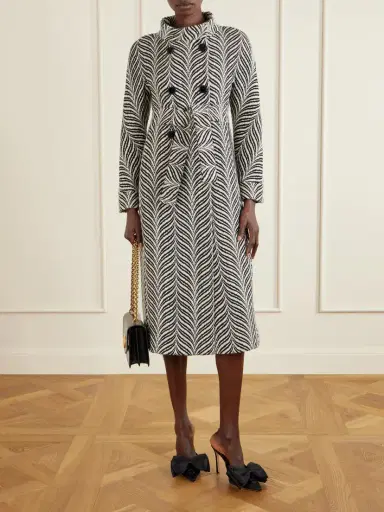 Valentino Garavani Double-breasted Belted Wool-blend Jacquard Coat | Thumbnail 2 Valentino Garavani Double-breasted Belted Wool-blend Jacquard Coat | Thumbnail 2