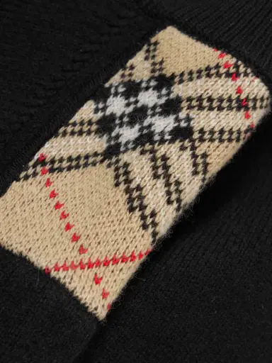 Burberry Checked Ribbed Wool And Cashmere-blend Turtleneck Cardigan | Thumbnail 4 Burberry Checked Ribbed Wool And Cashmere-blend Turtleneck Cardigan | Thumbnail 4