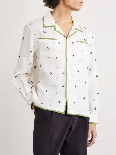 BODE Blackberry Patch Camp-Collar Embroidered Linen Shirt - Men | Thumbnail 3 BODE Blackberry Patch Camp-Collar Embroidered Linen Shirt - Men | Thumbnail 3