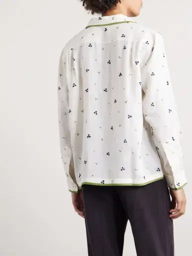 BODE Blackberry Patch Camp-Collar Embroidered Linen Shirt - Men | Thumbnail 4 BODE Blackberry Patch Camp-Collar Embroidered Linen Shirt - Men | Thumbnail 4
