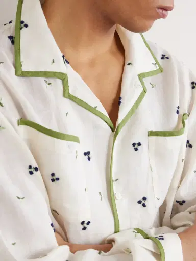BODE Blackberry Patch Camp-Collar Embroidered Linen Shirt - Men | Thumbnail 5 BODE Blackberry Patch Camp-Collar Embroidered Linen Shirt - Men | Thumbnail 5