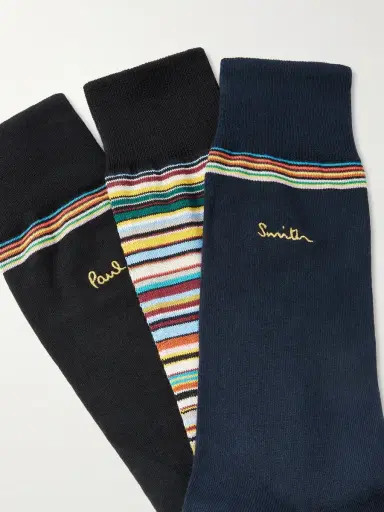 Paul Smith Pack of Three Striped Cotton-Blend Socks - Men | Thumbnail 2 Paul Smith Pack of Three Striped Cotton-Blend Socks - Men | Thumbnail 2