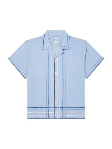 BODE Ribbon Plaid Camp-Collar Satin-Trimmed Cotton-Poplin Shirt - Men | Thumbnail 1 BODE Ribbon Plaid Camp-Collar Satin-Trimmed Cotton-Poplin Shirt - Men | Thumbnail 1