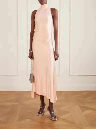 Rabanne Embellished Gathered Satin Midi Dress | Thumbnail 2 Rabanne Embellished Gathered Satin Midi Dress | Thumbnail 2