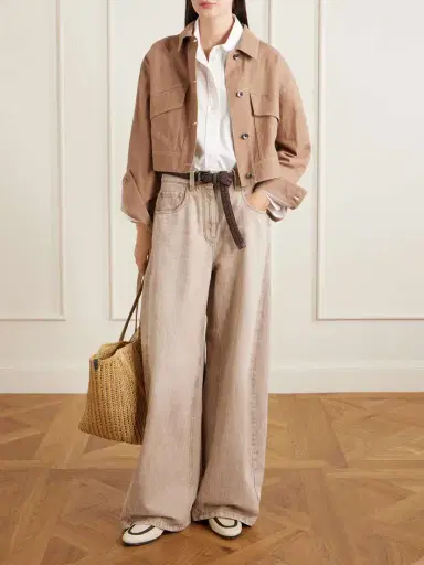 Brunello Cucinelli Leather-trimmed Raffia Slip-ons | Thumbnail 4 Brunello Cucinelli Leather-trimmed Raffia Slip-ons | Thumbnail 4