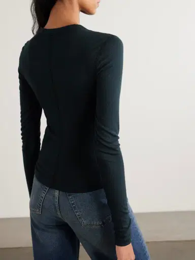 RE/DONE + Hanes Ribbed Stretch-modal Henley T-shirt | Thumbnail 4 RE/DONE + Hanes Ribbed Stretch-modal Henley T-shirt | Thumbnail 4