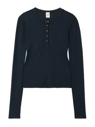 RE/DONE + Hanes Ribbed Stretch-modal Henley T-shirt | Thumbnail 1 RE/DONE + Hanes Ribbed Stretch-modal Henley T-shirt | Thumbnail 1
