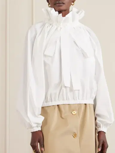 Patou Tie-detailed Ruffled Cotton-poplin Blouse | Thumbnail 3 Patou Tie-detailed Ruffled Cotton-poplin Blouse | Thumbnail 3