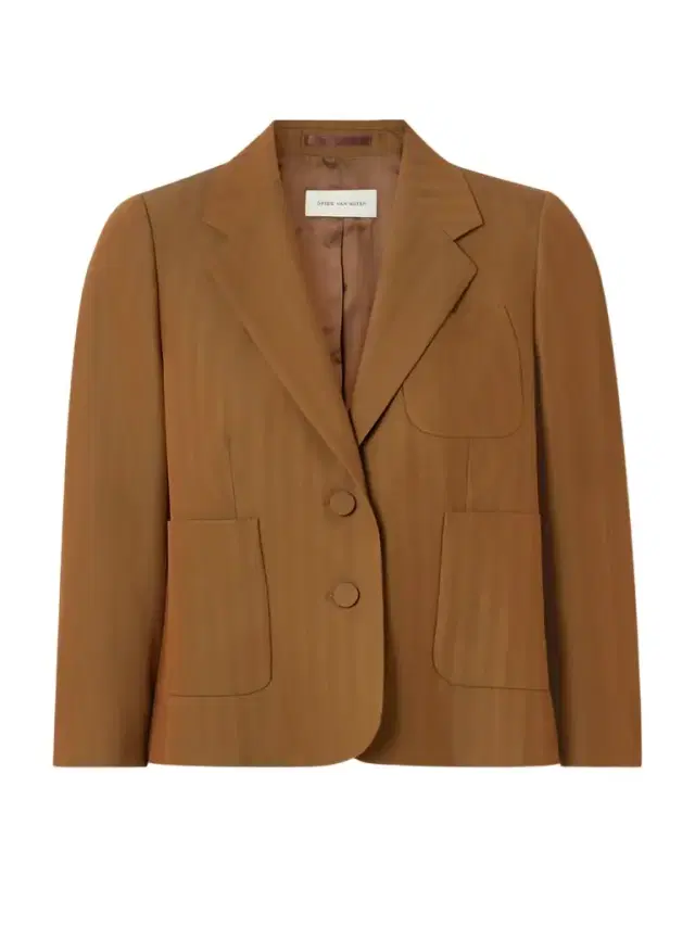 Cropped Striped Wool-blend Twill Blazer Cropped Striped Wool-blend Twill Blazer