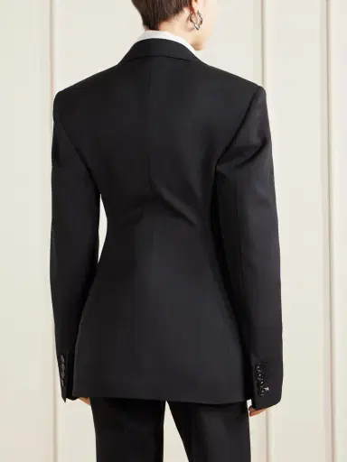 Stella McCartney Double-breasted Twill-trimmed Wool Blazer | Thumbnail 3 Stella McCartney Double-breasted Twill-trimmed Wool Blazer | Thumbnail 3