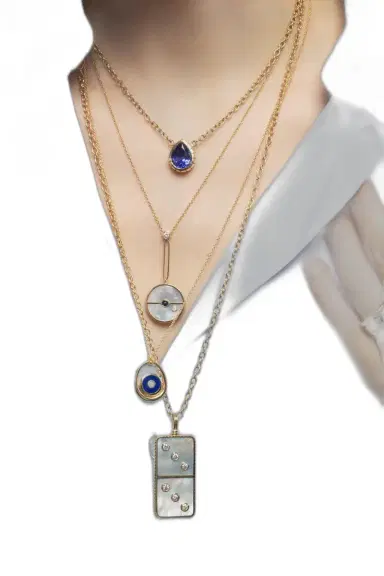 Retrouvaí Blue Sapphire Pearl Signature Compass Pendant Necklace | Thumbnail 1 Retrouvaí Blue Sapphire Pearl Signature Compass Pendant Necklace | Thumbnail 1