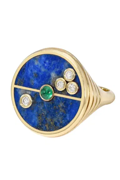 Retrouvaí Lapis Emerald Compass Ring | Thumbnail 1 Retrouvaí Lapis Emerald Compass Ring | Thumbnail 1