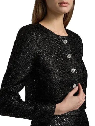 Carolina Herrera Women's Sequined Tweed Crop Jacket | Thumbnail 6 Carolina Herrera Women's Sequined Tweed Crop Jacket | Thumbnail 6