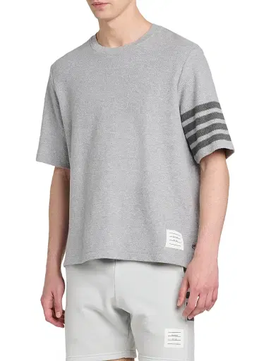 Thom Browne Men's Striped Cotton T-Shirt - Pale Grey - Size XXL | Thumbnail 4 Thom Browne Men's Striped Cotton T-Shirt - Pale Grey - Size XXL | Thumbnail 4