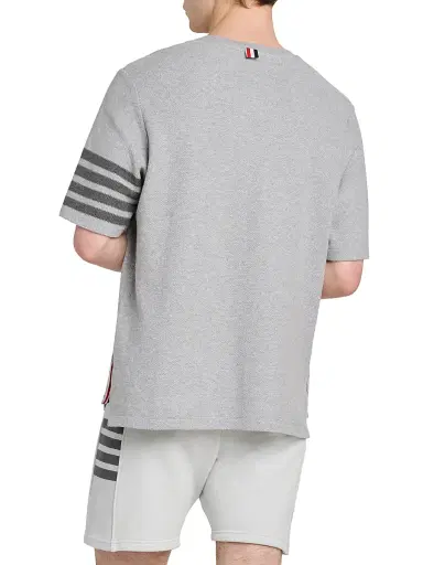 Thom Browne Men's Striped Cotton T-Shirt - Pale Grey - Size XXL | Thumbnail 5 Thom Browne Men's Striped Cotton T-Shirt - Pale Grey - Size XXL | Thumbnail 5