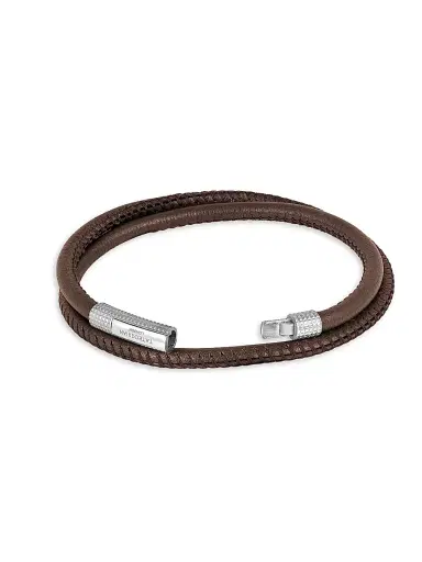 Tateossian Men's Sterling Silver & Leather Wrap Bracelet - Brown | Thumbnail 2 Tateossian Men's Sterling Silver & Leather Wrap Bracelet - Brown | Thumbnail 2