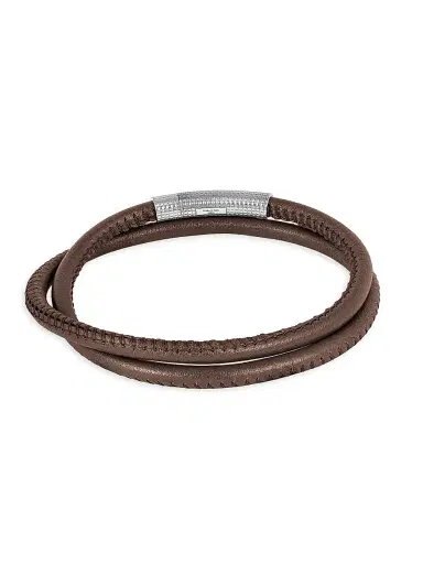Tateossian Men's Sterling Silver & Leather Wrap Bracelet - Brown | Thumbnail 3 Tateossian Men's Sterling Silver & Leather Wrap Bracelet - Brown | Thumbnail 3